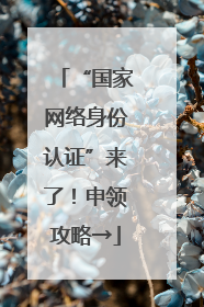 “国家网络身份认证”来了！申领攻略→