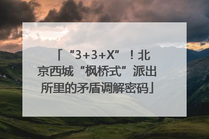 “3+3+X”！北京西城“枫桥式”派出所里的矛盾调解密码