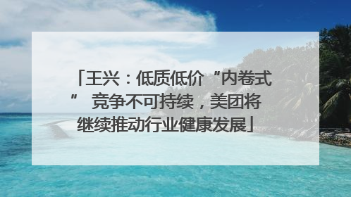 王兴：低质低价“内卷式” 竞争不可持续，美团将继续推动行业健康发展