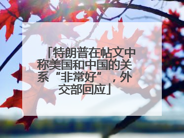 特朗普在帖文中称美国和中国的关系“非常好”，外交部回应