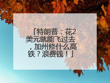 特朗普：花2美元就能飞过去，加州修什么高铁？浪费钱！