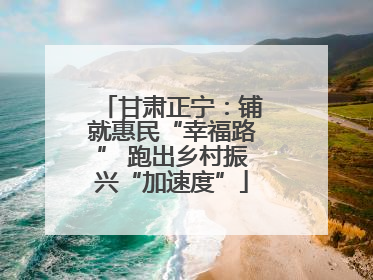 甘肃正宁：铺就惠民“幸福路” 跑出乡村振兴“加速度”