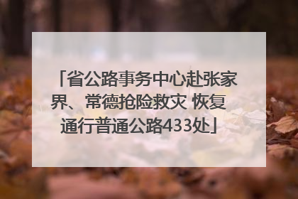 省公路事务中心赴张家界、常德抢险救灾 恢复通行普通公路433处