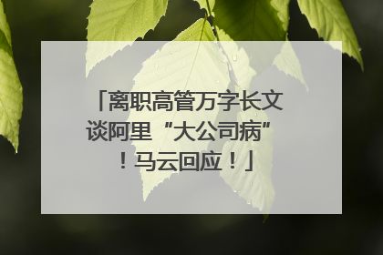 离职高管万字长文谈阿里“大公司病”！马云回应！