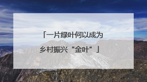 一片绿叶何以成为乡村振兴“金叶”
