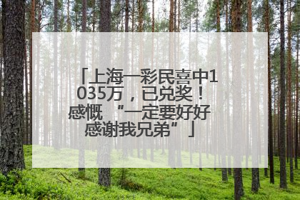 上海一彩民喜中1035万，已兑奖！感慨 “一定要好好感谢我兄弟”
