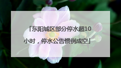 东阳城区部分停水超10小时，停水公告惯例成空