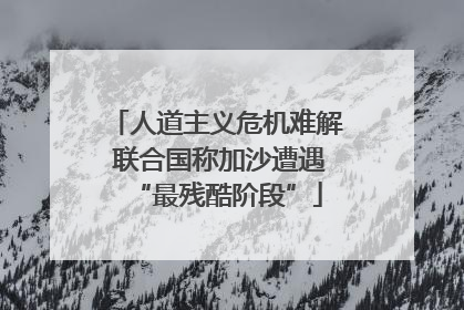 人道主义危机难解 联合国称加沙遭遇“最残酷阶段”