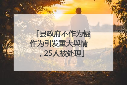 县政府不作为慢作为引发重大舆情，25人被处理