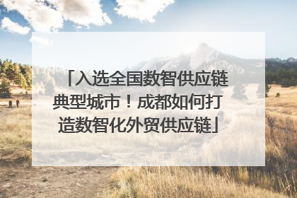 入选全国数智供应链典型城市！成都如何打造数智化外贸供应链