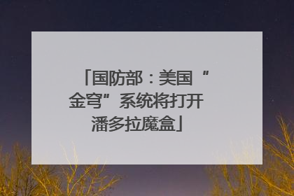 国防部：美国“金穹”系统将打开潘多拉魔盒