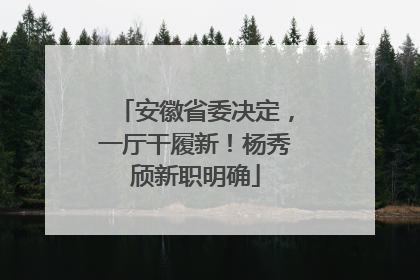 安徽省委决定，一厅干履新！杨秀颀新职明确