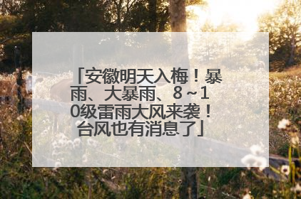 安徽明天入梅！暴雨、大暴雨、8～10级雷雨大风来袭！台风也有消息了