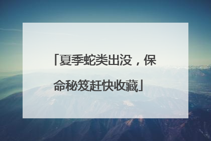 夏季蛇类出没，保命秘笈赶快收藏