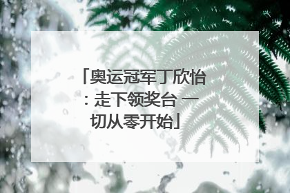 奥运冠军丁欣怡：走下领奖台 一切从零开始