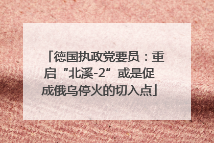 德国执政党要员：重启“北溪-2”或是促成俄乌停火的切入点