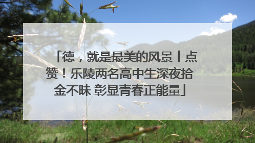 德，就是最美的风景丨点赞！乐陵两名高中生深夜拾金不昧 彰显青春正能量
