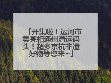 开集啦！运河市集亮相通州漕运码头！超多京杭非遗好物等您来~