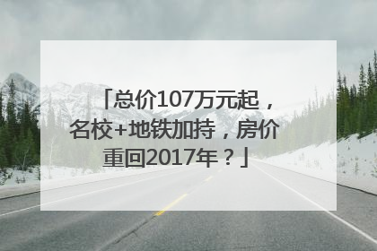总价107万元起，名校+地铁加持，房价重回2017年？