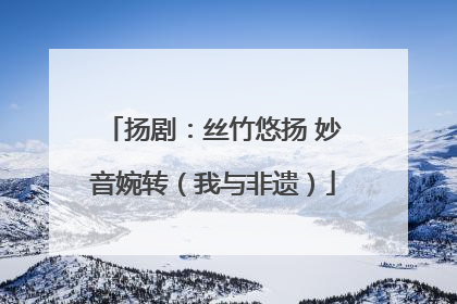 扬剧：丝竹悠扬 妙音婉转（我与非遗）