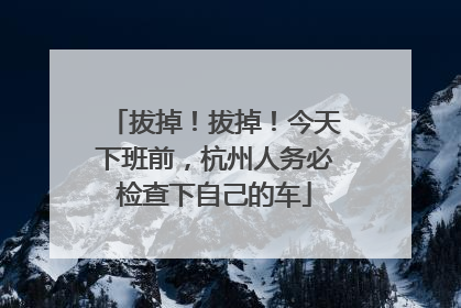 拔掉！拔掉！今天下班前，杭州人务必检查下自己的车