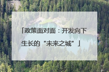政策面对面：开发向下生长的“未来之城”