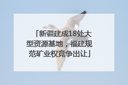 新疆建成18处大型资源基地，福建规范矿业权竞争出让