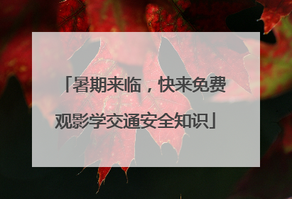 暑期来临，快来免费观影学交通安全知识