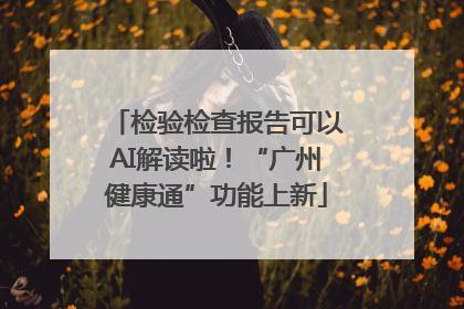 检验检查报告可以AI解读啦！“广州健康通”功能上新