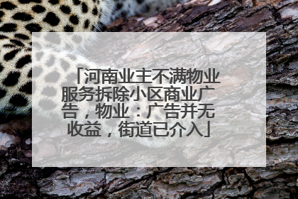 河南业主不满物业服务拆除小区商业广告，物业：广告并无收益，街道已介入
