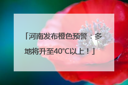 河南发布橙色预警：多地将升至40℃以上！