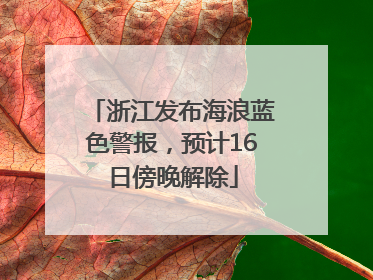 浙江发布海浪蓝色警报，预计16日傍晚解除