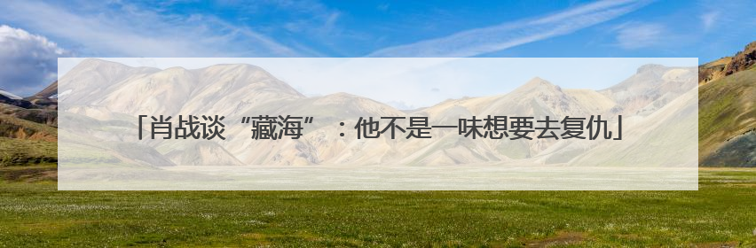 肖战谈“藏海”：他不是一味想要去复仇