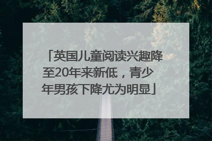 英国儿童阅读兴趣降至20年来新低，青少年男孩下降尤为明显