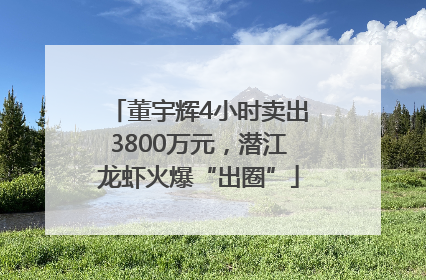 董宇辉4小时卖出3800万元，潜江龙虾火爆“出圈”