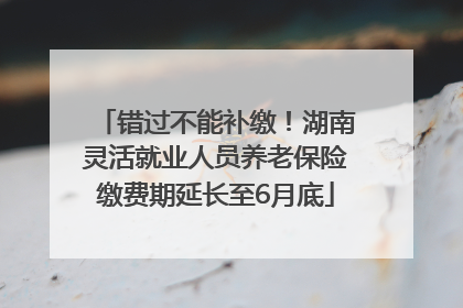 错过不能补缴！湖南灵活就业人员养老保险缴费期延长至6月底