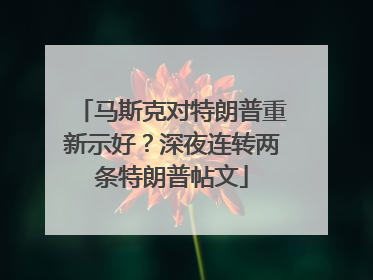 马斯克对特朗普重新示好？深夜连转两条特朗普帖文
