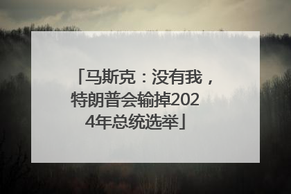 马斯克：没有我，特朗普会输掉2024年总统选举